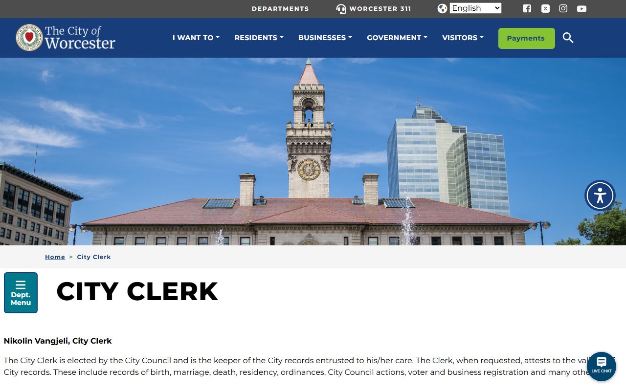 worcester death index city clerk page