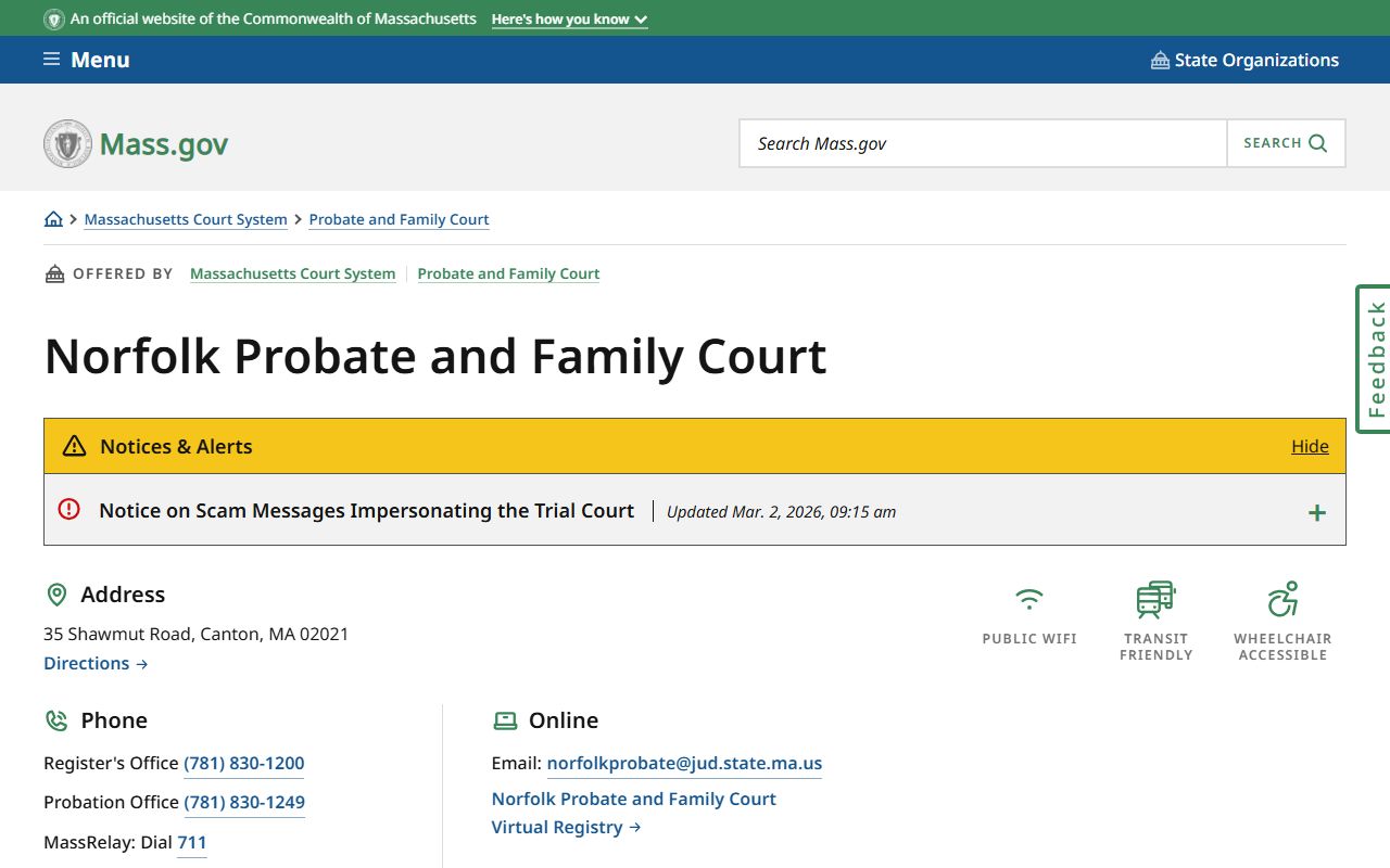 norfolk county death index probate and family court